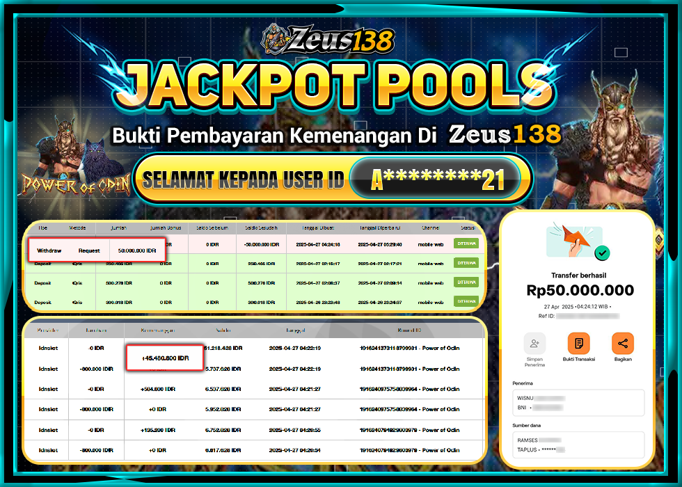 ZEUS138 POWER OF ODIN  Rp.50.000.000,- LUNAS