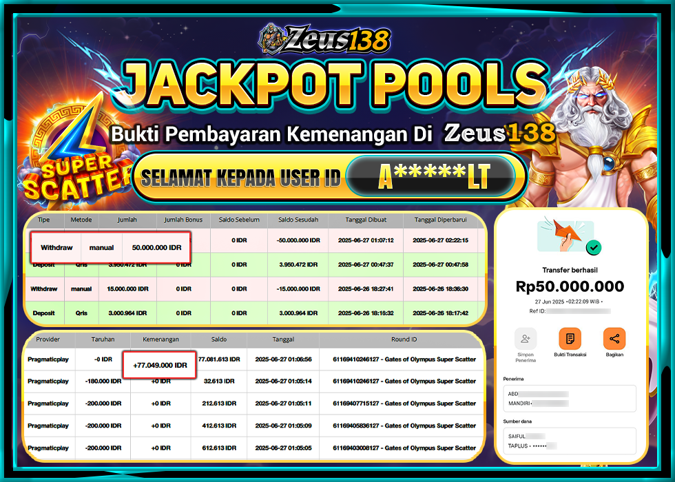 ZEUS138 GATES OF OLYMPUS SUPER SCATER Rp.50.000.000, - LUNAS