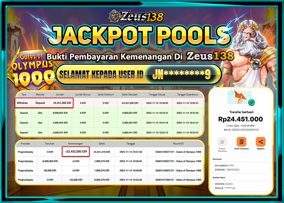 ZEUS138 GATES OF OLYMPUS 1000 Rp 24,451,000